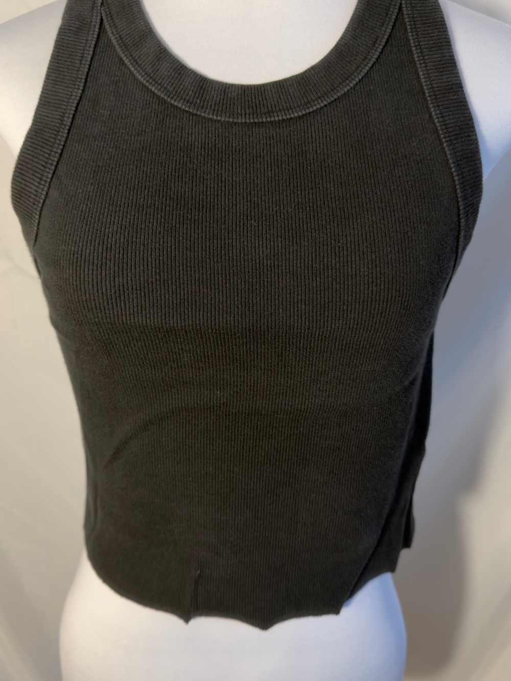 Aerie Ribbed Black Cropped Tank